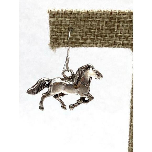 925 GS Sterling Silver Horses Earrings Drops Dangles Large - Picture 10 of 12